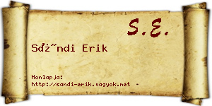 Sándi Erik névjegykártya